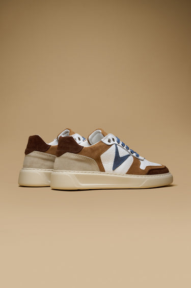 SUPERSTAR - Sneakers a suola alta Bianca con inserti Moro, Cuoio e Azzurro