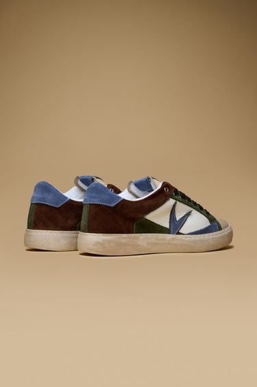 PABLITO - Sneakers Moro con inserti in pelle Verde Militare e Jeans