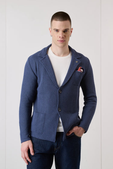 Giacca Monopetto Occhio di Pernice Jeans con pochette in tessuto V2