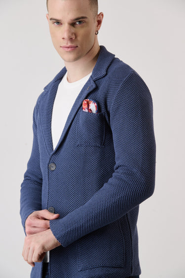 Giacca Monopetto Occhio di Pernice Jeans con pochette in tessuto V2