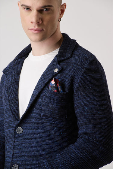 Giacca Monopetto Links Fiammata Blu con pochette in tessuto V2