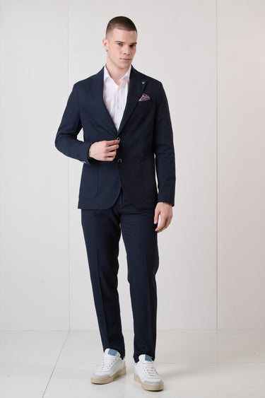 Giacca Monopetto di Alta Sartoria Blu interamente foderata in tessuto V2