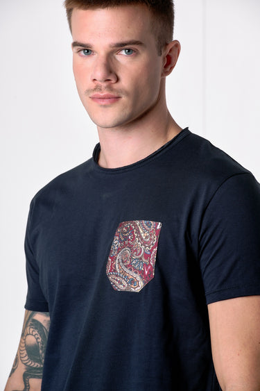 T-Shirt Blu con Taschino in tessuto V2