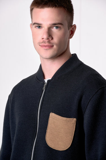 Bomber Zip in felpa Double Blu