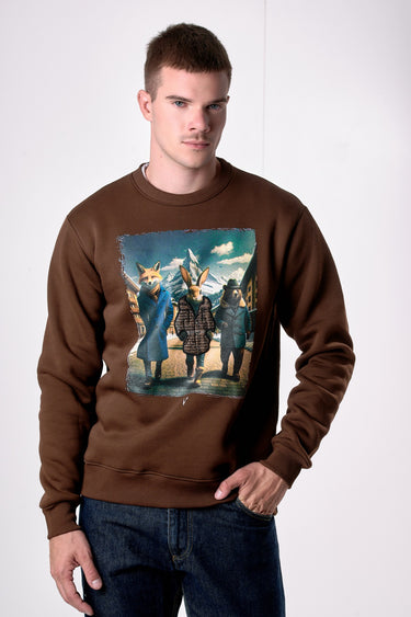 Felpa Girocollo Moro con stampa Rabbit e ricamo in tessuto V2