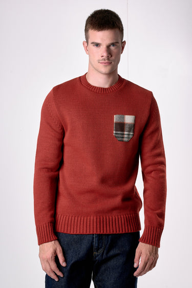 Maglione Girocollo Oslo Coccio con taschino in tessuto V2