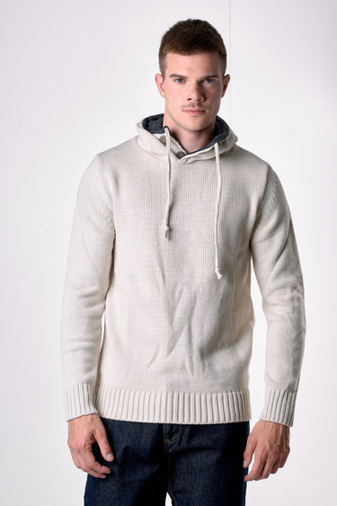 Maglione Cappuccio Oslo Burro con interno in tessuto V2
