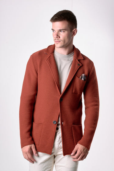 Giacca Monopetto Links Coccio con interno collo e pochette in tessuto V2