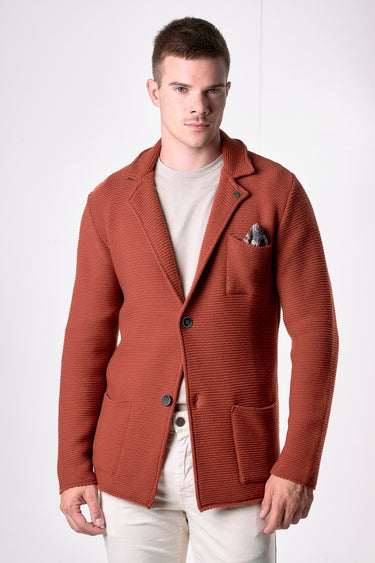 Giacca Monopetto Links Coccio con interno collo e pochette in tessuto V2