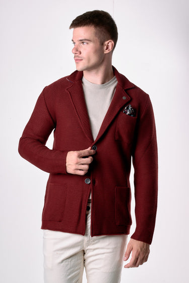 Giacca Monopetto Links Bordeaux con interno collo e pochette in tessuto V2