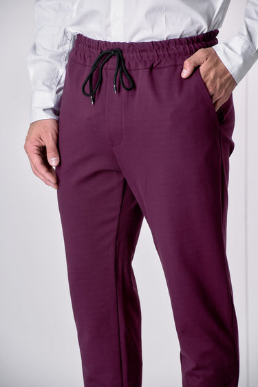 Pantalone Sartoriale Bordeaux con elastico in vita e interni in tessuto V2