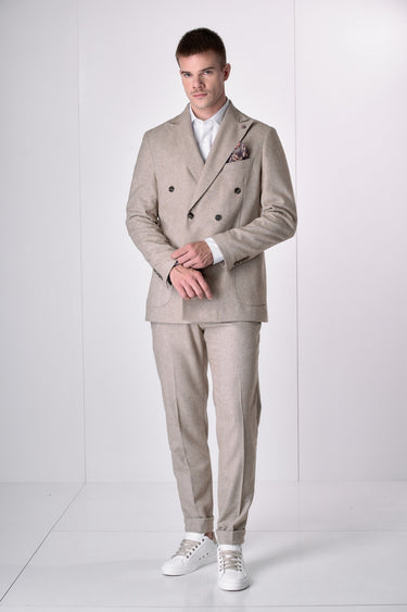 Pantalone Alta Sartoria Slim Spigato Sabbia con interni in tessuto V2