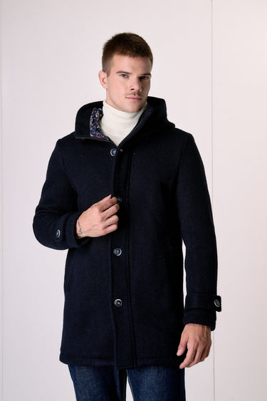 Parka punto riso Blu con fodera interna in Tessuto V2