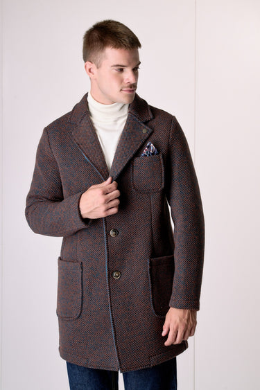 Cappotto Monopetto punto riso Multicolor Moro accoppiato con pochette in Tessuto V2