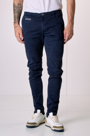 ROMA - Chino in cotone elasticizzato Blu con Salpa in tessuto V2