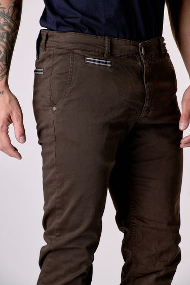 ROMA - Chino in cotone elasticizzato Moro con Salpa in tessuto V2
