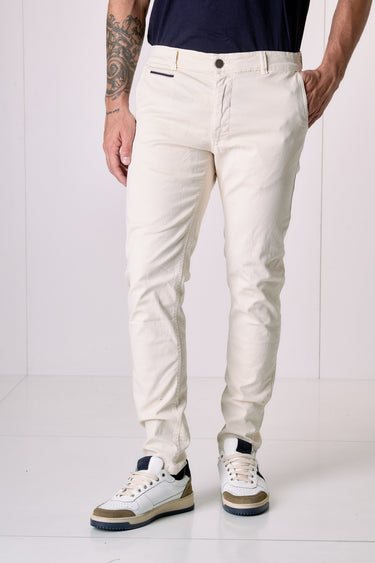 ROMA - Chino in cotone elasticizzato Panna con Salpa in tessuto V2