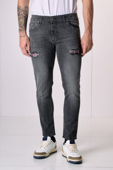 LONDON - Jeans Slim Fit - Antracite con doppia Patch frontale e tasca in tessuto V2