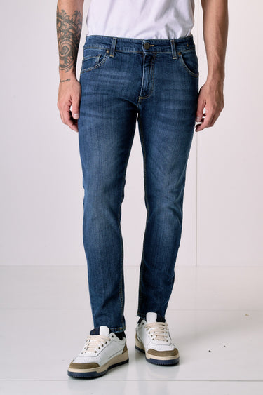 NEW YORK - Pantalone Slim Fit - Blu con tasca in tessuto V2