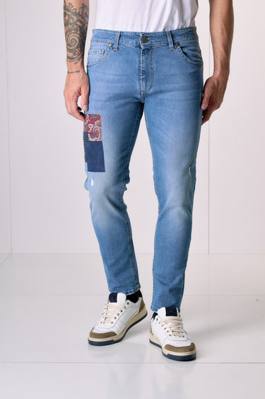 TOKYO - Jeans Slim Fit - Azzurro con Tripla Patch frontale