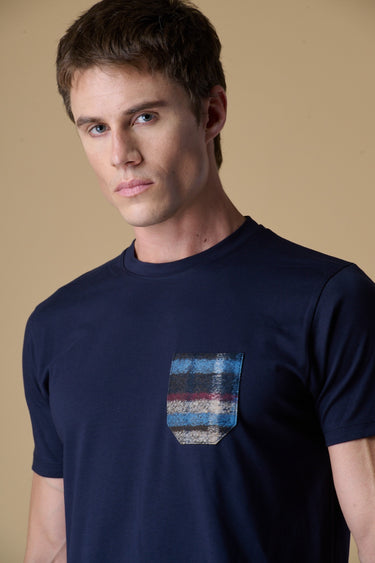 T-Shirt regular Blu con Taschino in tessuto V2