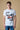 T-shirt blanche avec imprimé Voiture vintage et empiècements en tissu V2