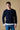 Maglione Girocollo Costa Inglese Blu con Toppe in velluto Ricamate