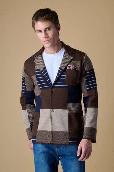 Giacca Monopetto Moro Multipatch con pochette in tessuto V2