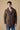 Brown boiled wool double-breasted peacoat with V2 fabric lining