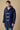 Blue mélange seed-stitch duffle coat with V2 fabric lining