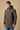 Brown mélange seed-stitch hooded long parka with V2 fabric lining