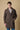 Brown mélange seed-stitch single-breasted coat with V2 fabric lining and pocket square