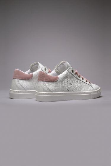 TENNIS - White low sole sneakers with Powder Pink back and laces