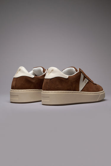 SUÈDE - Sneakers in pelle scamosciata Moro con inserti e retro Bianco