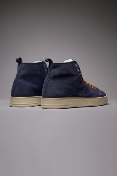 TEDDY - Stivaletto in pelle scamosciata Blu e lacci Cuoio