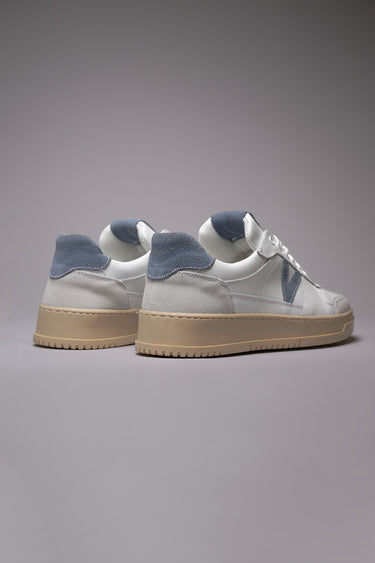 COLLEGE - White Sneakers with Suede Back and Jeans Insert