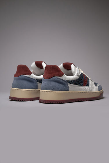COLLEGE - Two-Tone Bordeaux and Denim Sneakers with V2 Fabric Inserts