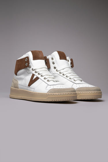 COLLEGE HIGH - High-top sneakers with back and brown insert