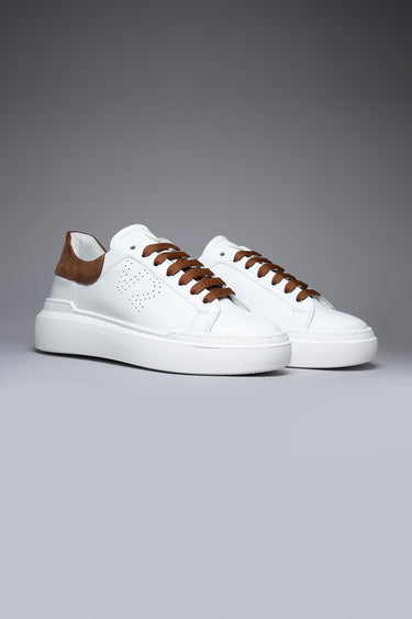 HAMMER - High-soled sneakers in hammered leather with suede back and laces, Brown