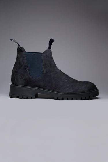 SHERLOCK - Stivaletto scamosciato Blu con inserto in tessuto V2