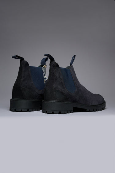 SHERLOCK - Stivaletto scamosciato Blu con inserto in tessuto V2