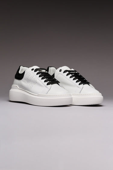 HAMMER - High-soled sneakers in hammered leather with suede back and laces Black