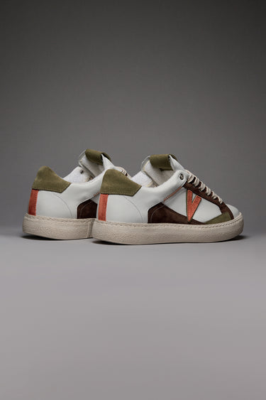 PABLITO - Sneakers con inserti Pesto Moro e Arancio e Ricami