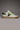 OLYMPIC V - Sneakers a suola bassa in pelle martellata con inserto e retro Bicolor Verde Militare e Giallo Fluo
