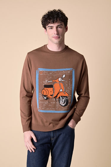 Moro sweater with motorcycle inlay