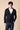 Single-breasted blue crochet stitch jacket with V2 fabric pocket square