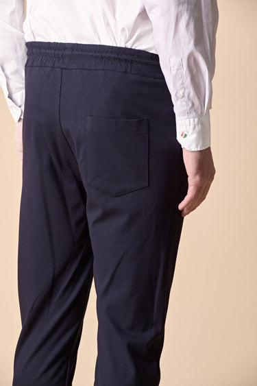 Pantalone Sartoriale in Jersey Blu con elastico in vita