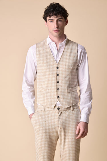 Sand Check Jersey Tailored Vest