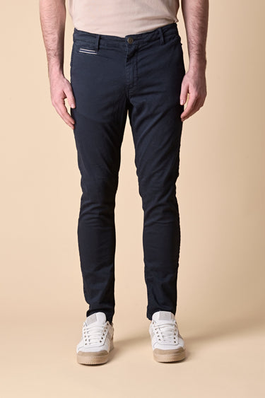 ROMA - Chino in cotone elasticizzato Blu con Salpa in tessuto V2