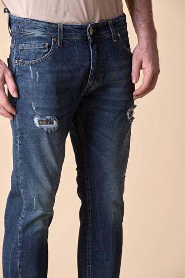 LONDON - Jeans Slim Fit - Blu con doppia Patch frontale e tasca in tessuto V2